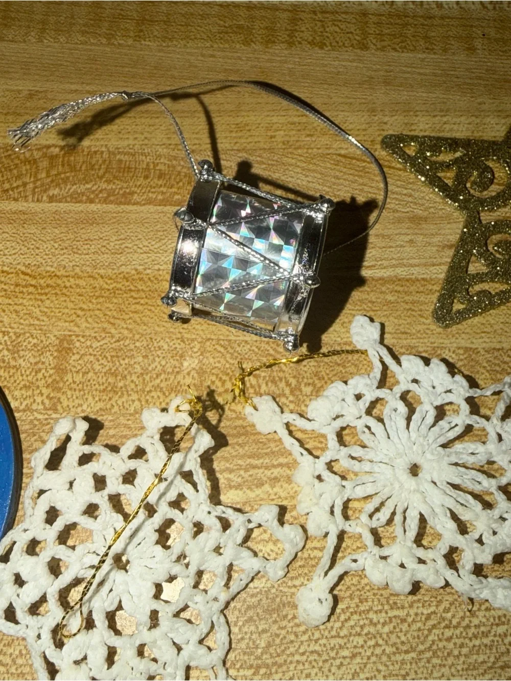 Vintage‎ Crocheted White Snowflake Ornaments and Assorted Holiday Christmas